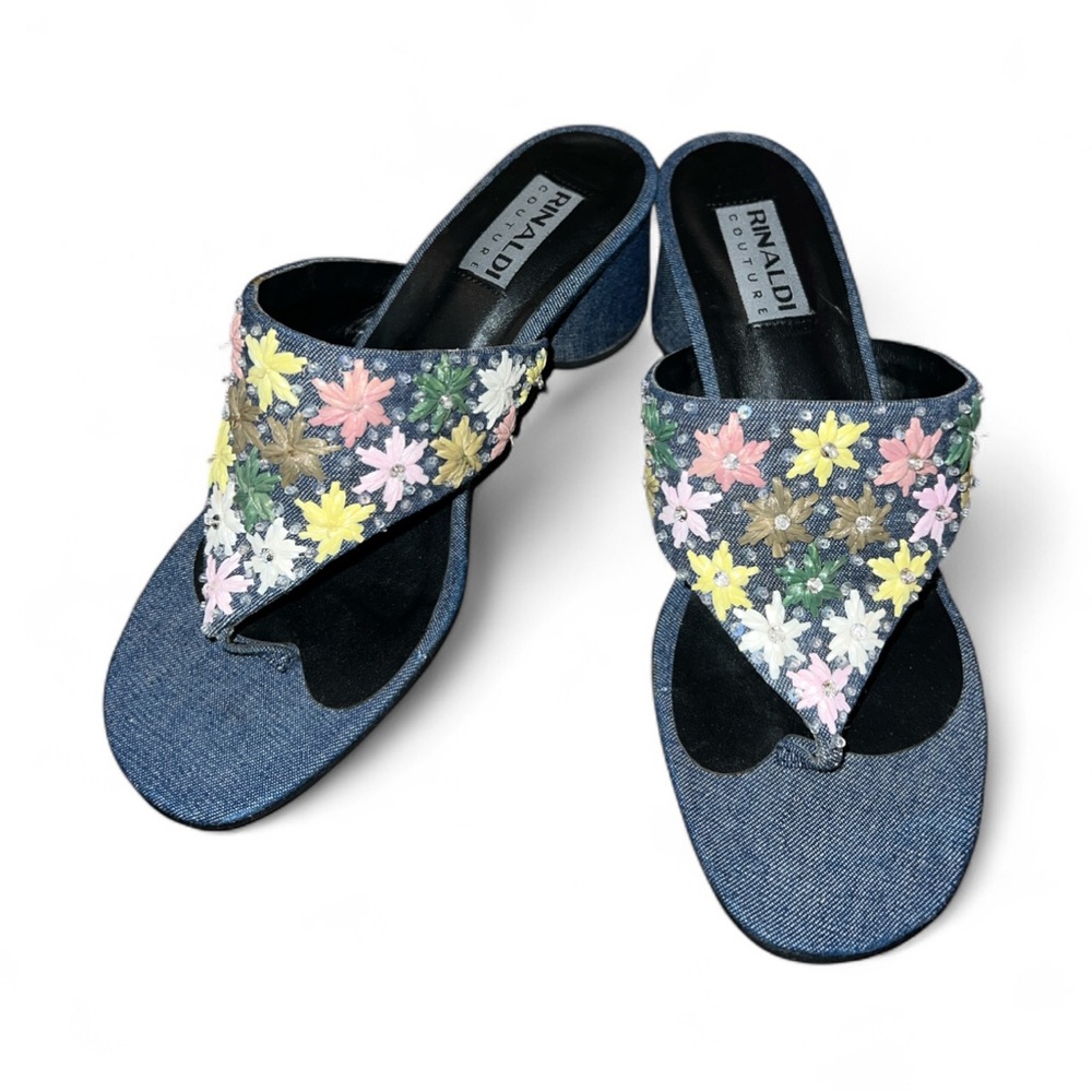 Rinaldi Couture Denim Sandals Size 38 + Read